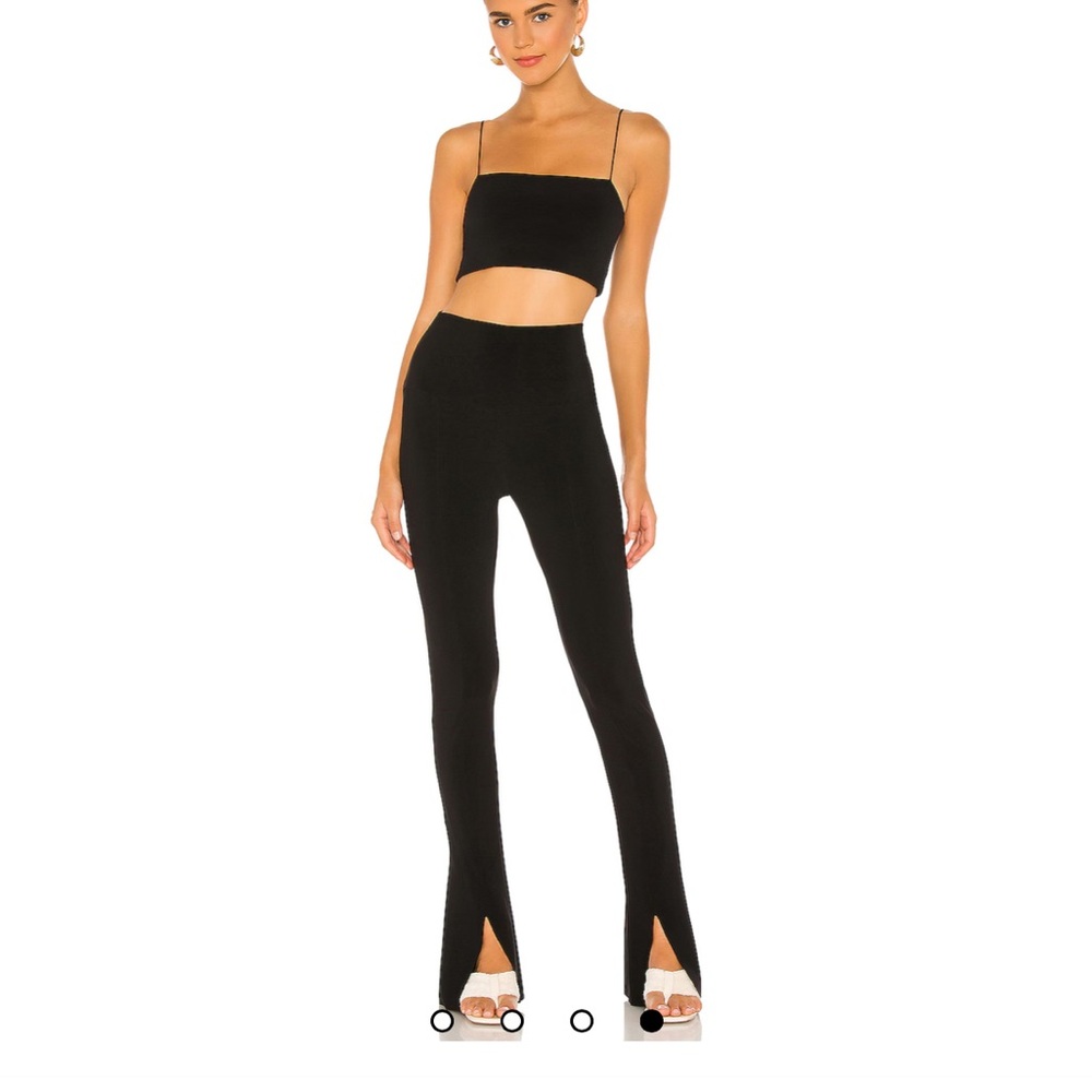 Norma Kamali Red Spat Split Hem Leggings